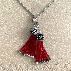 Brighton Red Boho Roots Lariat Necklace!  NWT!